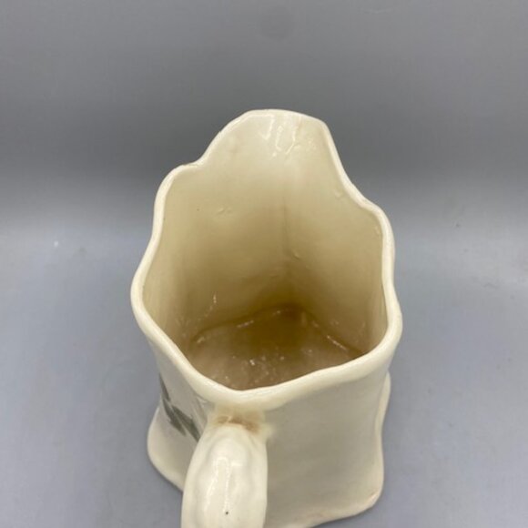 Floral Design Hand Painted Art Pottery Erwin Cream 7" Pitcher Vase - Picture 3 of 4